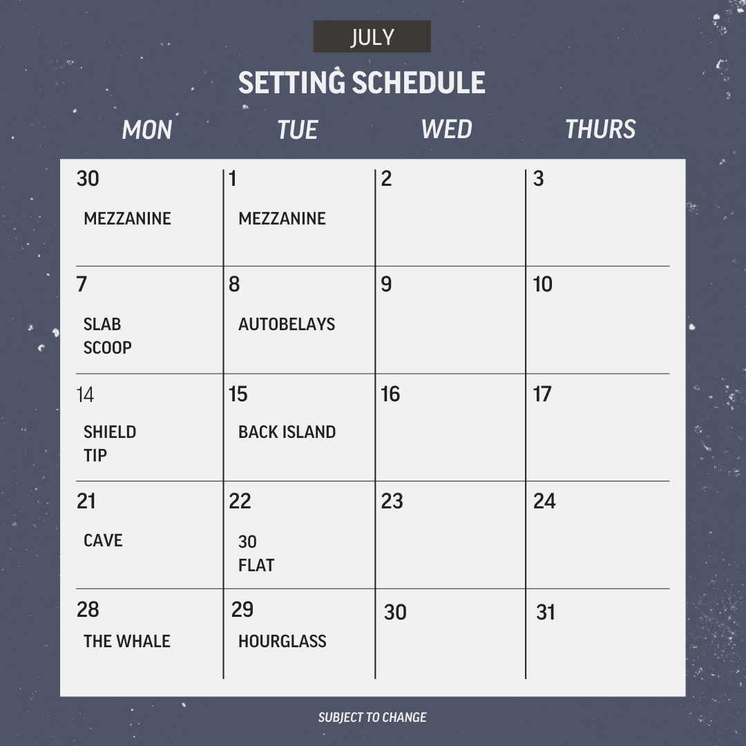 Setting Schedule for July