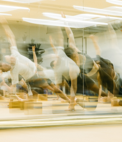 A pilates class at DC Bouldering Project