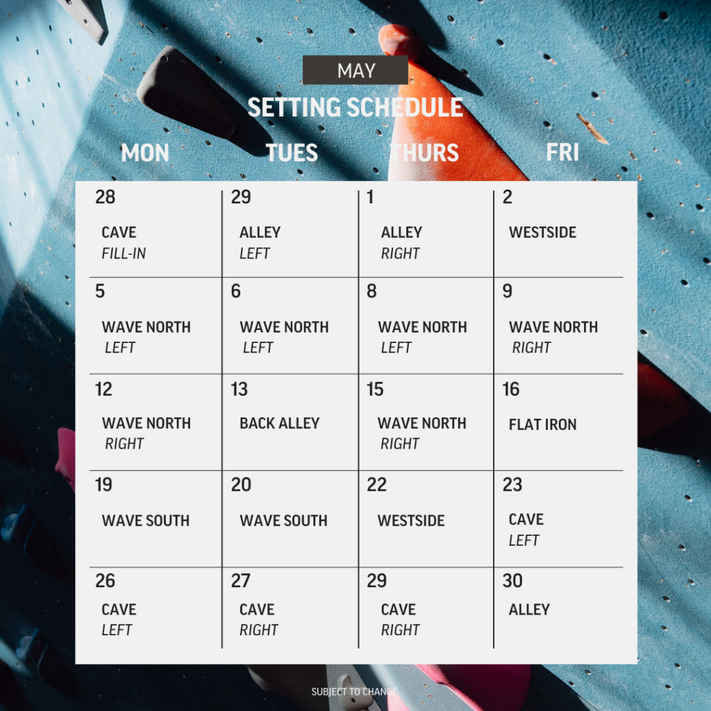 May Setting Schedule