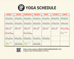 Yoga schedule. click the link to view full schedule