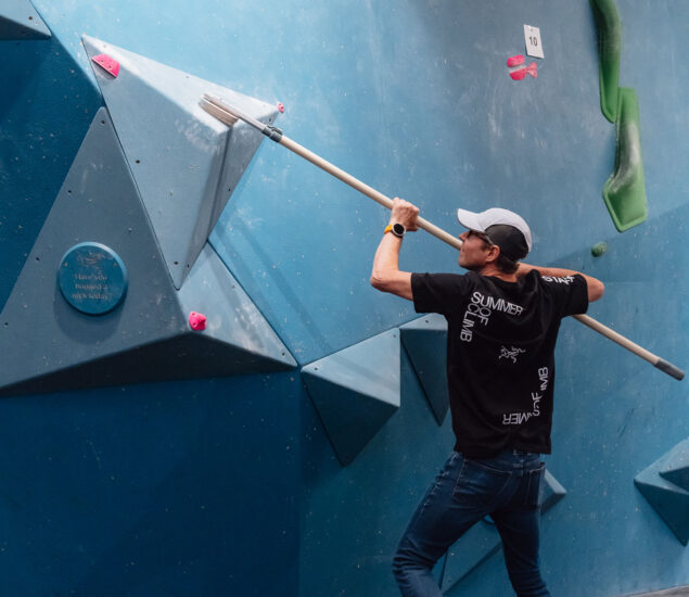 Man climbing at Bouldering Project in Brooklyn