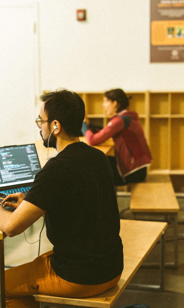 People in the coworking space at Boston Bouldering Project