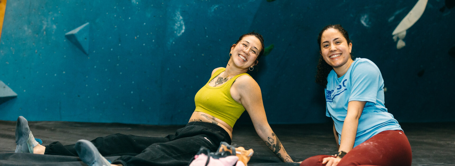 People smiling at Bouldering Project