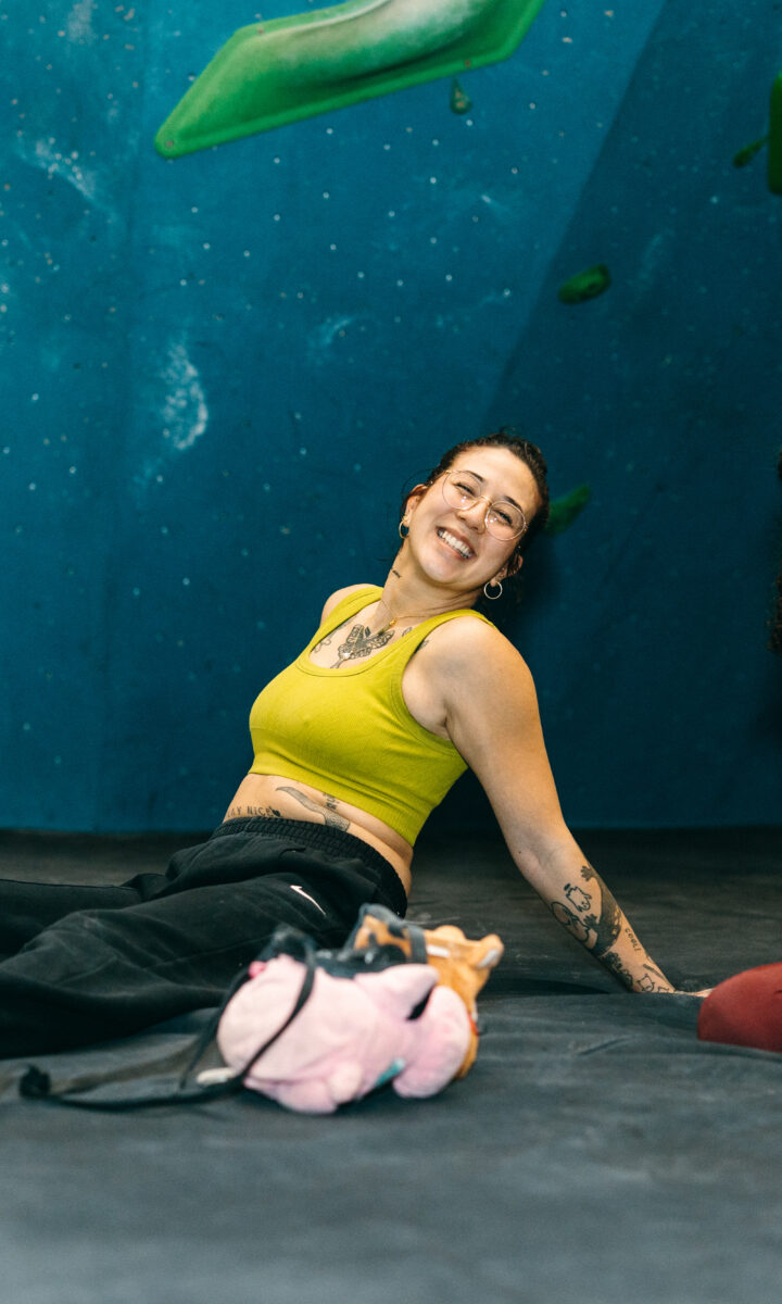People smiling at Bouldering Project