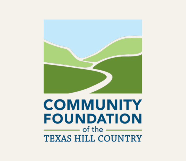 Logo with stylized green hills, a winding white path, and blue sky above the words Community Foundation of the Texas Hill Country in blue and teal letters—symbolizing the Climb for Community spirit.