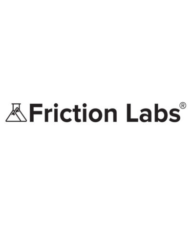 The Friction Labs logo features black text Friction Labs beside a black line drawing of a mountainscape inside a laboratory flask, set on a white background—echoing the spirit of a Seattle climbing competition.