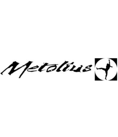 The image shows the Metolius logo with stylized black text reading Metolius and a circular icon on the right featuring a silhouetted figure in a dynamic climbing pose, evoking the energy of a Seattle climbing competition.