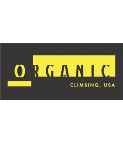 Logo for Organic Climbing, USA. The word ORGANIC is in bold, yellow, stylized letters on a black background, with some letters partially obscured by yellow bars—perfect for representing your brand at a Seattle climbing competition. CLIMBING, USA appears below in smaller yellow text.