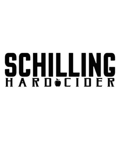 Logo for Schilling Hard Cider with bold black text on a white background. The word CIDER features an apple icon replacing the letter I, celebrating Seattle climbing competition energy and Pacific Northwest spirit.